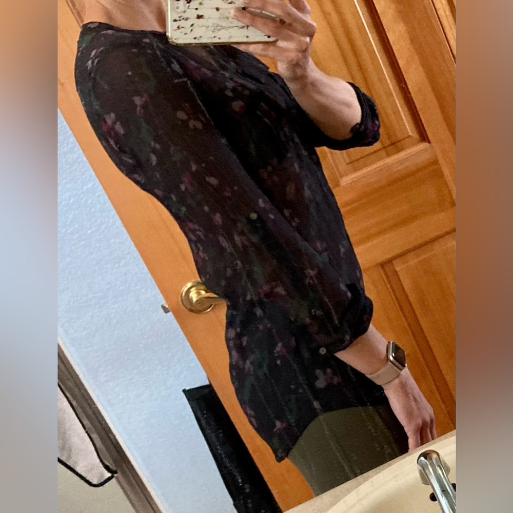 Eddie Bauer Flower Patterned Half Button-Down - image 2